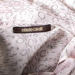 Pre Owned فستان قفطان روبرتو كافالي حرير نقشة جلد الثعبان مطبوعة ورجي S