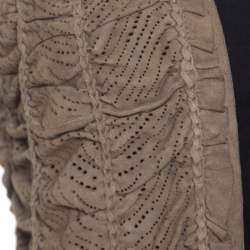 Pre Owned Roberto Cavalli Brown Suede Perforated Fringed Vest S