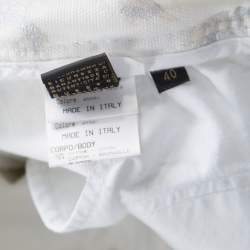 Pre Owned Roberto Cavalli Off White Foil Printed Denim Straight Jeans S