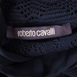 Pre Owned Roberto Cavalli Black Perforated Knit Long Sleeve Bodycon Dress S