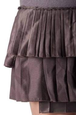 Pre Owned Roberto Cavalli Brown Pleated Tiered Mini Skirt M