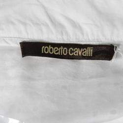Pre Owned Roberto Cavalli White Broderie Anglaise Cotton Lace Paneled Mini Skirt S