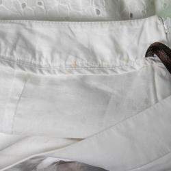 Pre Owned Roberto Cavalli White Broderie Anglaise Cotton Lace Paneled Mini Skirt S