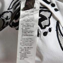 Pre Owned Roberto Cavalli White Cotton Poplin Contrast Embroidered Sleeveless Dress S