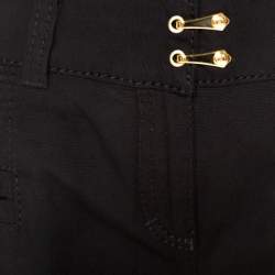 Pre Owned Roberto Cavalli Black Denim Leopard Printed Cuff Cropped Jeans M