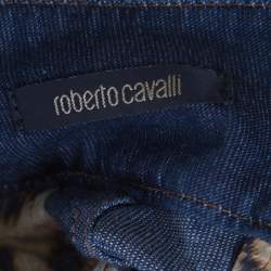 Pre Owned Roberto Cavalli Indigo Cotton Denim Cropped Jeans M