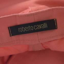 Roberto Cavalli Coral Pink Cotton Denim Logo Print Distressed Jeans L
