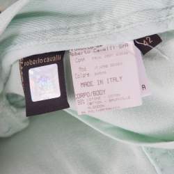 Pre Owned Roberto Cavalli Mint Blue Washed Denim Crinkled Effect Flared Jeans M