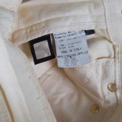 Pre Owned Roberto Cavalli Cream Cotton Denim Crinkled Effect Jeans M