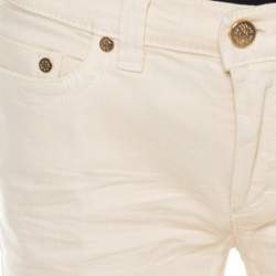 Pre Owned Roberto Cavalli Cream Cotton Denim Crinkled Effect Jeans M
