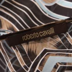 Pre Owned Roberto Cavalli Multicolor Leopard Print Silk Maxi Kaftan Dress S