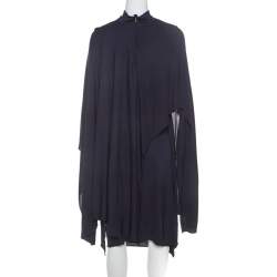 مملوكة مسبقًا فستان روبرتو كافالي تريكو جيرسيه أزرق كحلي بأكمام قصيرة L