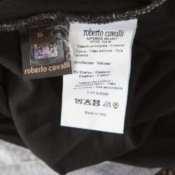 Pre Owned Roberto Cavalli Brown Snake Printed Jersey Ruched Detail Dress S