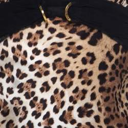 Pre Owned Roberto Cavalli Brown Cheetah Print Silk Tulle Trim Halter Top S