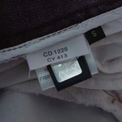 Pre Owned Roberto Cavalli Purple Denim Snake Print Straight Fit Jeans S 