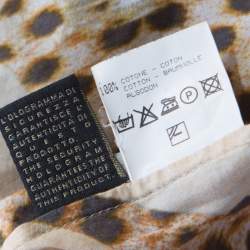 مملوكة مسبقًا Roberto Cavalli Beige Leopard Printed Cotton Ruched Neckline Poet Blouse M 