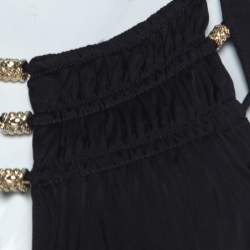 Pre Owned توب روبرتو كافالي جيرسيه أسود سيربينت ذهبي مزخرف M 