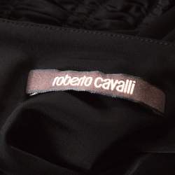 Pre Owned توب روبرتو كافالي جيرسيه أسود سيربينت ذهبي مزخرف M 