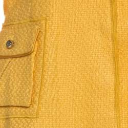 Pre Owned Roberto Cavalli Yellow Textured Linen Blend Button Front Blazer M