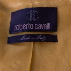 Pre Owned Roberto Cavalli Yellow Textured Linen Blend Button Front Blazer M
