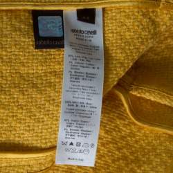 Pre Owned Roberto Cavalli Yellow Textured Linen Blend Button Front Blazer M