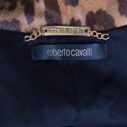 مملوكة مسبقًا Roberto Cavalli Brown Leopard Pattern Goatskin Fur and Suede Jacket S 