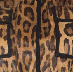 مملوكة مسبقًا Roberto Cavalli Brown Leopard Pattern Goatskin Fur and Suede Jacket S 