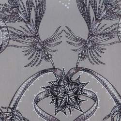 Pre Owned Roberto Cavalli Cream and Brown Silk Chiffon Botanical Print Top M