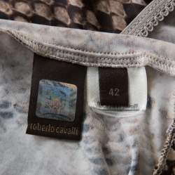 Pre Owned Roberto Cavalli Brown Python Print Front Lace Detail Maxi Dress M