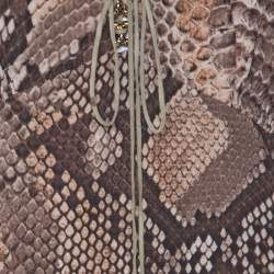 Pre Owned Roberto Cavalli Brown Python Print Front Lace Detail Maxi Dress M