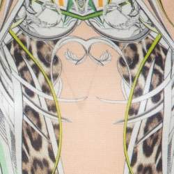 Pre Owned Roberto Cavalli Multicolor Leopard & Graphic Print Silk Jersey Lace Paneled Vest M 