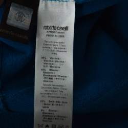 Pre Owned Roberto Cavalli Bright Blue Knit Sleeveless Ruffle Hem Detail Short Dress M 
