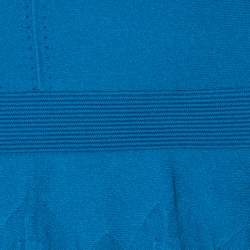 Pre Owned Roberto Cavalli Bright Blue Knit Sleeveless Ruffle Hem Detail Short Dress M 