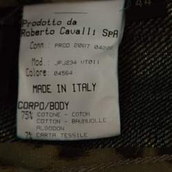 Pre Owned Roberto Cavalli Blue Dark Wash Denim Gold Lurex Detail Boot-Cut Jeans M