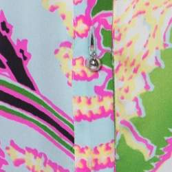 Pre Owned بلوزة روبرتو كافالي أكمام منفوخة حرير طباعة جذابة متعددة الألوان M