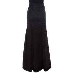 Pre Owned Roberto Cavalli Black Denim Pleated Maxi Skirt S