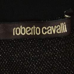 Roberto Cavalli Black and Gold Knit Mini A-line Skirt M