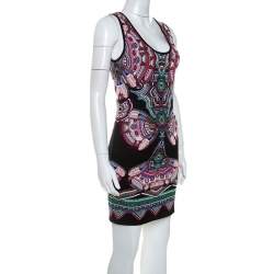 Roberto Cavalli Multicolor Lurex Jacquard Knit Sleeveless Dress S