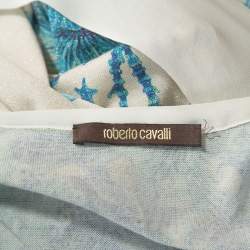 Roberto Cavalli Off-White Underwater Print Wool Blend Cardigan M
