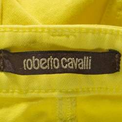 Pre Owned Roberto Cavalli Yellow Denim Embroidered Back Pocket Jeans M