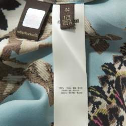 Pre Owned Roberto Cavalli Blue Printed Silk Ruffled Collar Detail Blouse M