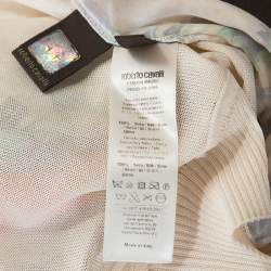 Pre Owned توب روبرتو كافالي أكمام وجه متقاطع بلا أكمام حرير مطبوع متعدد الألوان S