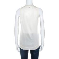 Pre Owned توب روبرتو كافالي أكمام وجه متقاطع بلا أكمام حرير مطبوع متعدد الألوان S