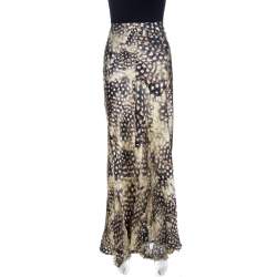 Pre Owned Roberto Cavalli Multicolor Animal Print Silk Godet Maxi Skirt M