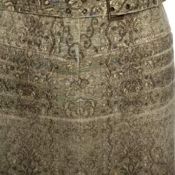 Pre Owned Roberto Cavalli Beige Lace Print Cotton Maxi Skirt M