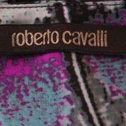 Pre Owned Roberto Cavalli Multicolor Abstract Print Satin Maxi Skirt M