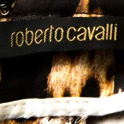 Pre Owned تنورة ماكسي روبرتو كافالي قطن بني بحزام واسع مقاس متوسط (ميديوم)