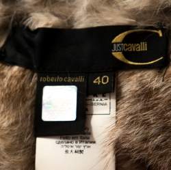 Pre Owned Roberto Cavalli Beige Rabbit Fur Belted Coat S