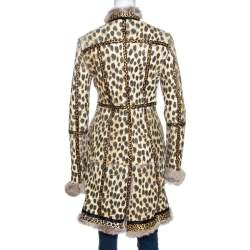 Pre Owned Roberto Cavalli Beige Rabbit Fur Belted Coat S