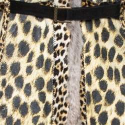 Pre Owned Roberto Cavalli Beige Rabbit Fur Belted Coat S